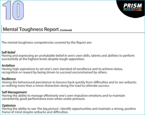 prism brain mapping Mental Toughness Report 4