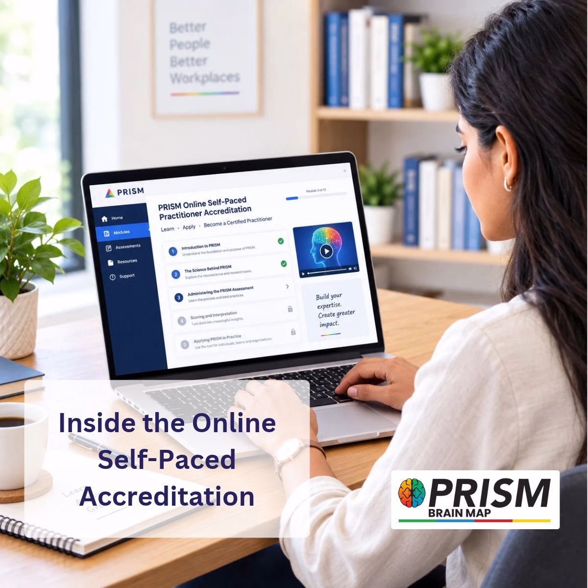 PRISM Practitioner portal showing the Eight-Dimensional Map and report library
